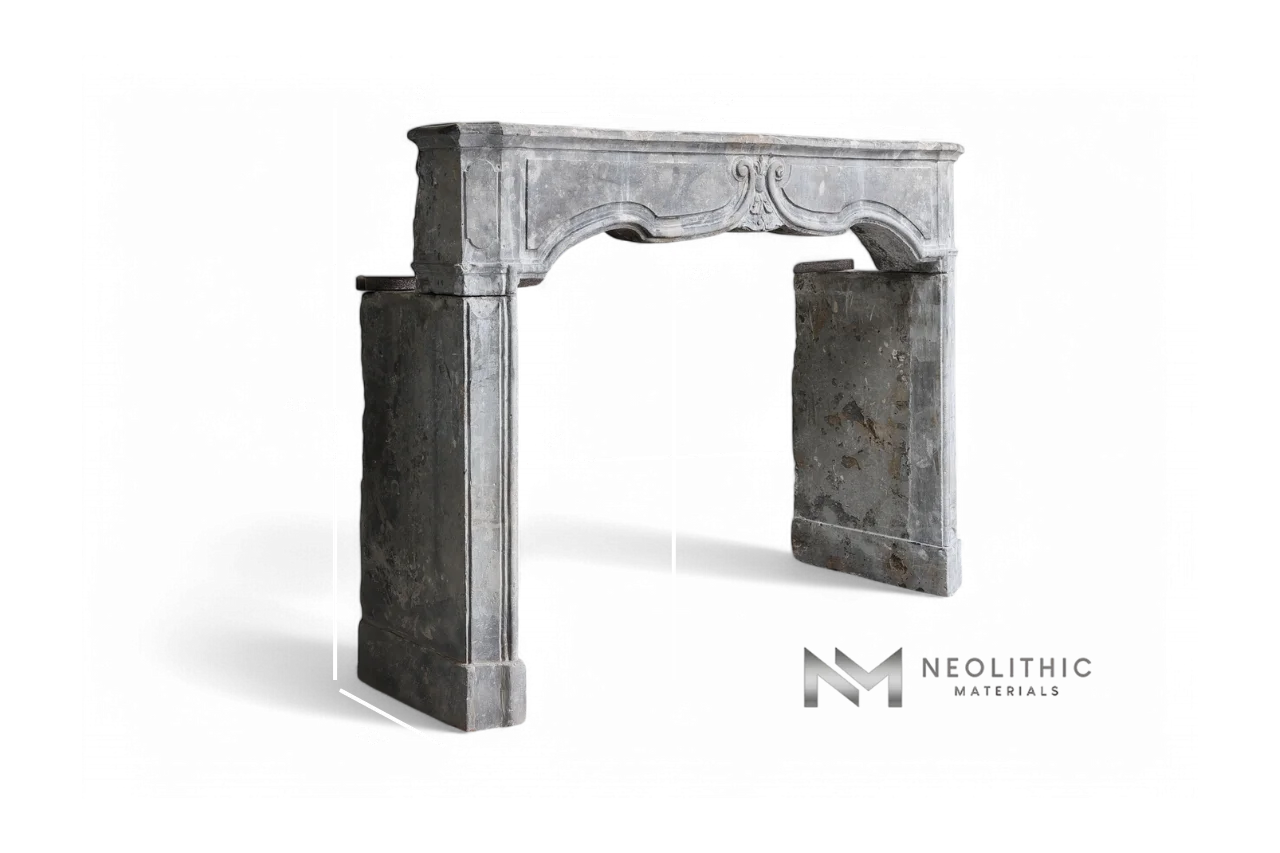 Antique Limestone de Besancon Fireplace Mantel Louis XV Style - Image 6